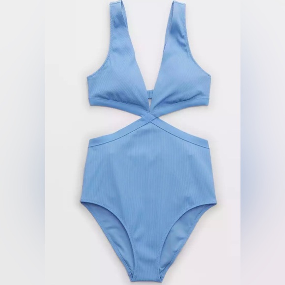 aerie Swim Nwot Aerie Ribbed Mix Crossover Cut Out One Piece